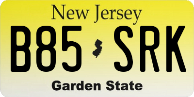 NJ license plate B85SRK