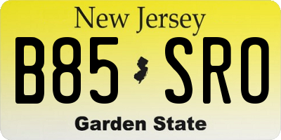 NJ license plate B85SRO