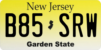 NJ license plate B85SRW