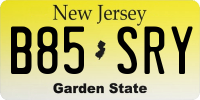 NJ license plate B85SRY