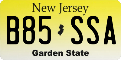 NJ license plate B85SSA