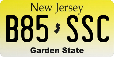 NJ license plate B85SSC