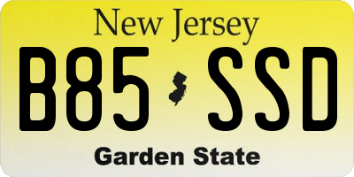 NJ license plate B85SSD