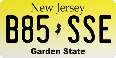 NJ license plate B85SSE