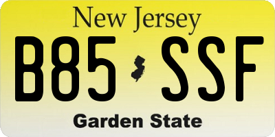 NJ license plate B85SSF