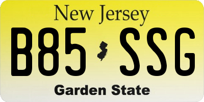 NJ license plate B85SSG