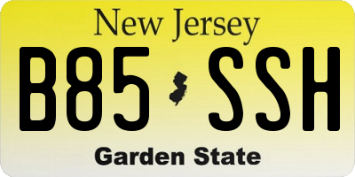 NJ license plate B85SSH