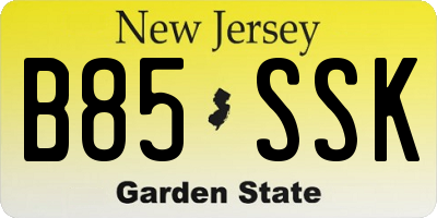 NJ license plate B85SSK