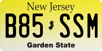 NJ license plate B85SSM