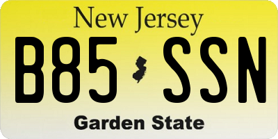 NJ license plate B85SSN