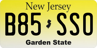 NJ license plate B85SSO