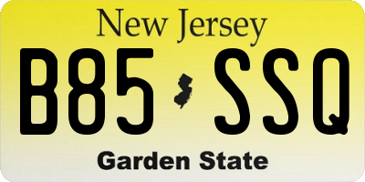 NJ license plate B85SSQ