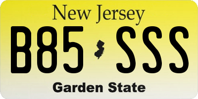 NJ license plate B85SSS