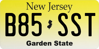 NJ license plate B85SST