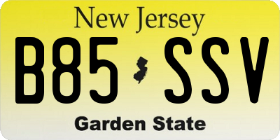 NJ license plate B85SSV