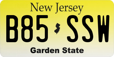 NJ license plate B85SSW