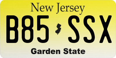 NJ license plate B85SSX