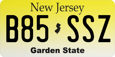 NJ license plate B85SSZ