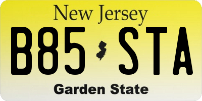 NJ license plate B85STA