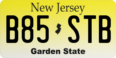 NJ license plate B85STB
