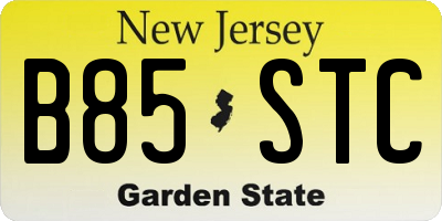NJ license plate B85STC