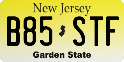 NJ license plate B85STF