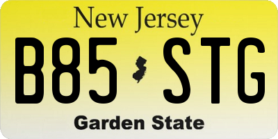 NJ license plate B85STG