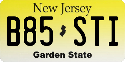 NJ license plate B85STI