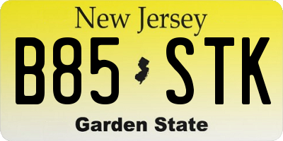 NJ license plate B85STK