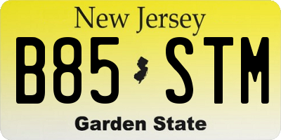 NJ license plate B85STM