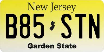 NJ license plate B85STN