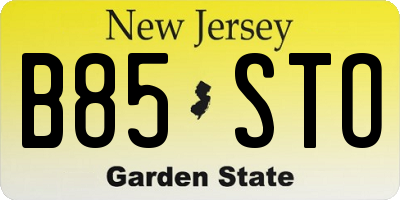 NJ license plate B85STO