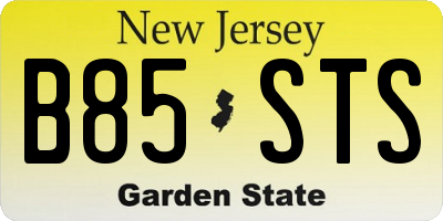 NJ license plate B85STS