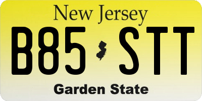 NJ license plate B85STT