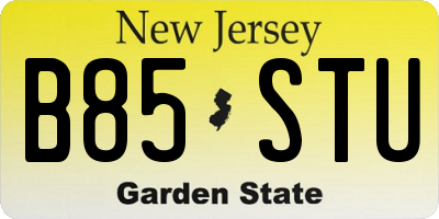 NJ license plate B85STU