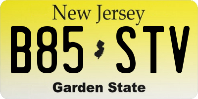 NJ license plate B85STV