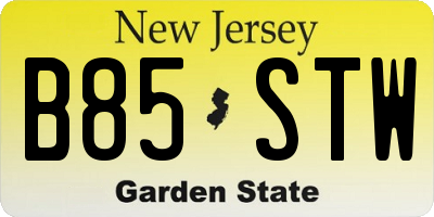 NJ license plate B85STW