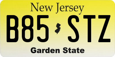 NJ license plate B85STZ