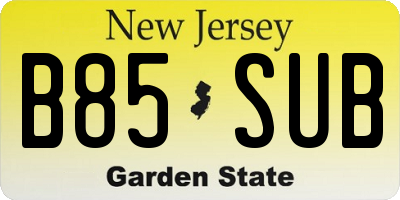 NJ license plate B85SUB