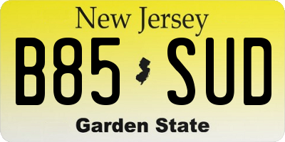 NJ license plate B85SUD