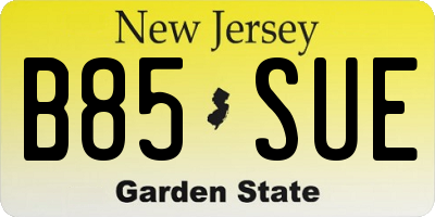 NJ license plate B85SUE