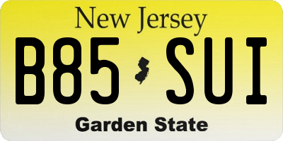 NJ license plate B85SUI