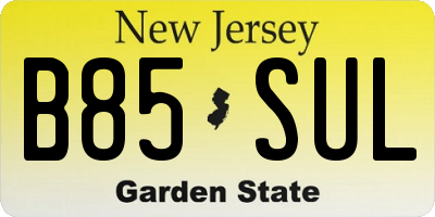 NJ license plate B85SUL