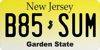NJ license plate B85SUM