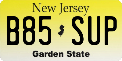 NJ license plate B85SUP