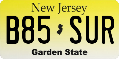 NJ license plate B85SUR