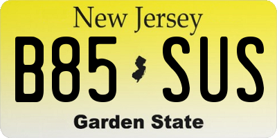 NJ license plate B85SUS