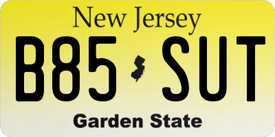 NJ license plate B85SUT