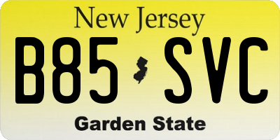 NJ license plate B85SVC