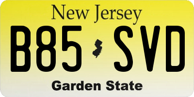 NJ license plate B85SVD